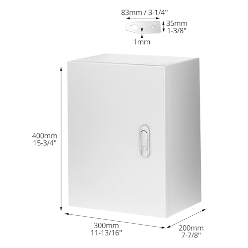QWORK Steel Enclosure, 16x12x8 Carbon Steel Electrical Box, Waterproof with Lock and Hinge