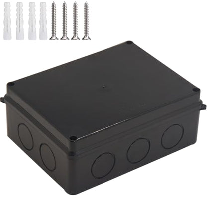 Outdoor Waterproof Box,Junction Box Reserved Holes IP65 ABS Plastic Electrical Boxes Power Cord Enclosure Project Box Black Outer Size 7.9 x 6.1 x 3.1 inch(200x155x80mm) - size: 7.9" x 6.1" x 3.1"