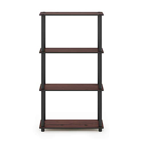 Furinno Turn-N-Tube Toolless 4-Tier Storage Shelves, Dark Cherry - color: Dark Cherry/Black, size: 4-Tier Round Tube