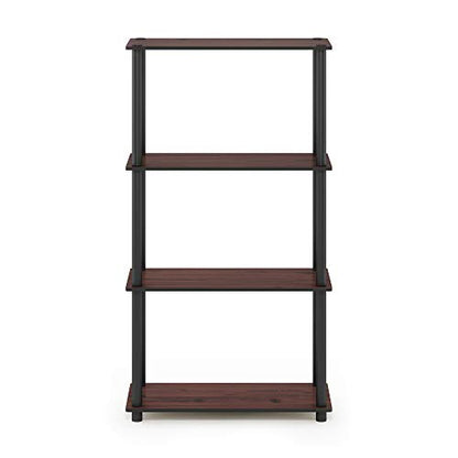 Furinno Turn-N-Tube Toolless 4-Tier Storage Shelves, Dark Cherry - color: Dark Cherry/Black, size: 4-Tier Round Tube
