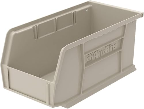 Akro-Mils 30230 AkroBins Plastic Hanging Stackable Storage Organizer Bin, 11-Inch x 5-Inch x 5-Inch, Stone, 12-Pack - color: Stone
