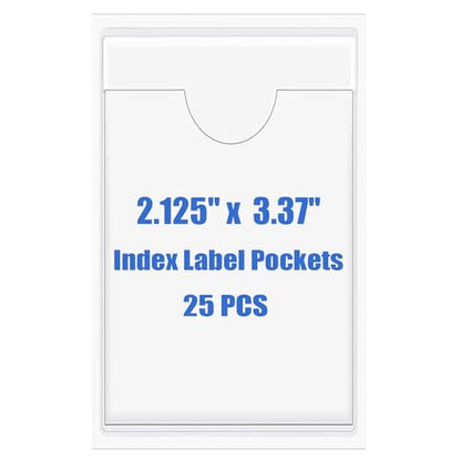 Origin-Joy 25 PCS Self-Adhesive Index Label Pockets, Clear Plastic Peel & Stick Card Holders with Top Open for Loading (2.125 x 3.37 inch - Bank Cards Exclusive) - size: 2.125 x 3.37 inch, style: Vertical