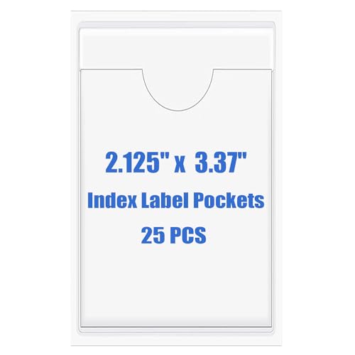 Origin-Joy 25 PCS Self-Adhesive Index Label Pockets, Clear Plastic Peel & Stick Card Holders with Top Open for Loading (2.125 x 3.37 inch - Bank Cards Exclusive) - size: 2.125 x 3.37 inch, style: Vertical