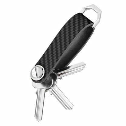 T-carbon Carbon Fiber Key Organizer, Compact Key Holder, Silent Keychain, Expandable Key Case Holds Up to 8 Keys - color: Black