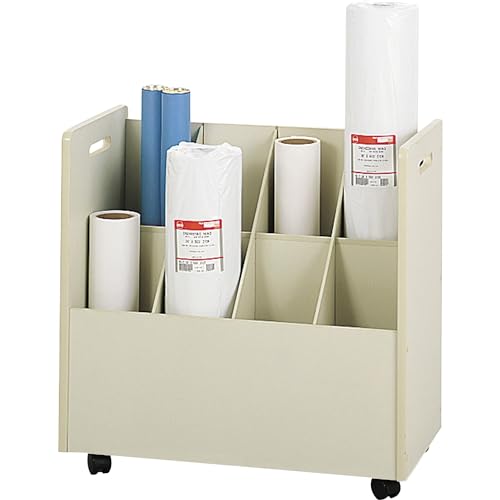 Safco 3045 Mobile Roll File, 8 Compartment, Putty