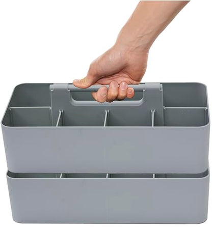 2 PACK - Portable DIY 8 Dividers Durable Plastic Tote Tool & Supply Cleaning Caddy with Handle Made In USA (Orion Gray) - color: Orion Gray