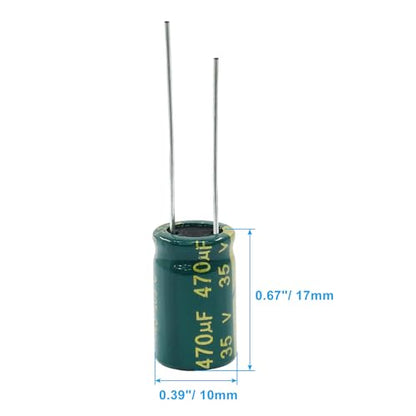 Hordion 20PCS 35V 470UF Electrolytic Capacitor, 0.39x0.67in High Frequency - style: 35V 470UF