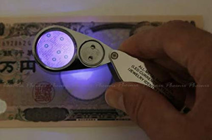 KINGMAS 40X Jewelers Loupe, LED Light Illuminated Folding Magnifying