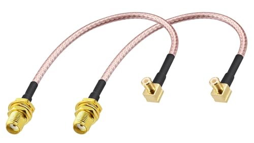 2PCS DHT Electronics RF coaxial Coax Cable Assembly SMA Female to MCX Male Right Angle 6''