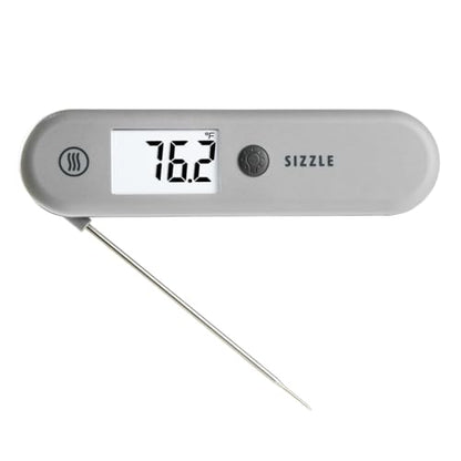 ThermoWorks Sizzle Digital Meat Thermometer – Instant Read in 2 Seconds, Waterproof, Folding Probe with Magnetic Back, Auto-Rotating Backlit Display, for Cooking Food, Grill & BBQ - Dove Grey - color: Dove Grey
