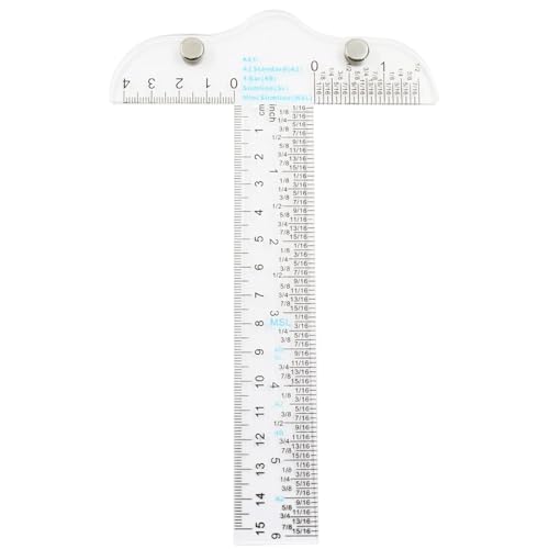 Murtenze 1 Pack Acrylic Clear T-Square Ruler, 6" Transparent T Ruler Drafting Tools, Dual Side Measuring Crafting for Drafting and General Layout Work Art Framing