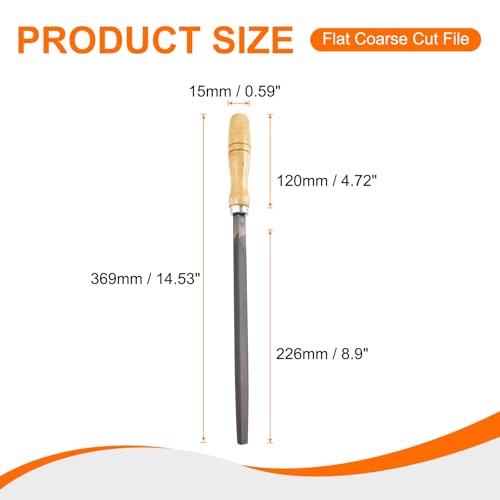 HARFINGTON Triangle Coarse Teeth Cut File 10" Double Cut Teeth High Carbon Steel Hand Rasp File Wood Handle for Metal Wood Deburring Removing - size: 10", style: Coarse