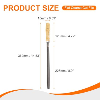 HARFINGTON Triangle Coarse Teeth Cut File 10" Double Cut Teeth High Carbon Steel Hand Rasp File Wood Handle for Metal Wood Deburring Removing - size: 10", style: Coarse