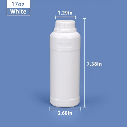 16oz/500ml Plastic Food Grade Storage Bottles, Wide Mouth HDPE Chemical Reagent Sample Bottle Liquid Containers with Sealed Caps (White, 4 Pcs) - color: White, size: 16 Ounces