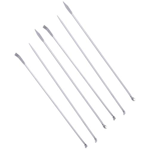 Hemobllo 6-Pack Stainless Steel Reagent Sampling Spoons Spatula Set for Deep Bottle Sampling Powder Scooping Mixing Chemistry Lab and Kitchen Use