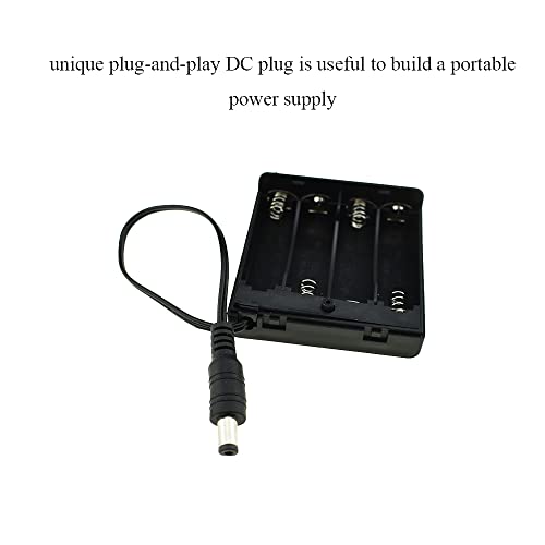 HAHIYO 6V 4x1.5V AA Battery Holder with DC Plug Portable Supply Quick Swap Securely Lids On/Off Switch Plastic Batteries Storage Box Case 2 Pieces for Wireless Cameras Halloween LED Light Strips - style: 4AA(DC Plug)-2P