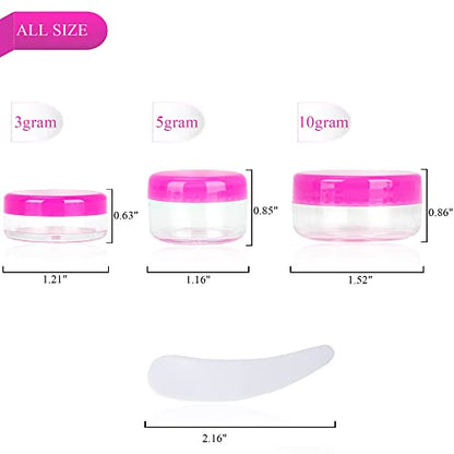 25PCS 5 Gram Sample Containers, 5ml Empty Jars with Lids, Small Cosmetic Containers, Mini Sample Jars with 2PCS Mini Spatulas for Make Up, Oils, Lotion, Powder, Paint, Jewelry, Lip Balms(Pink Lid) - color: Pink, size: 25 Count