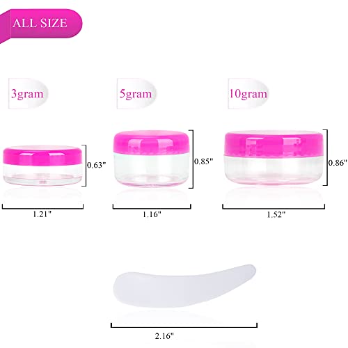 100PCS 5 Gram Sample Containers, 5ml Empty Jars with Lids, Small Cosmetic Containers, Mini Sample Jars with 8PCS Mini Spatulas for Make Up, Oils, Lotion, Powder, Paint, Jewelry, Lip Balms(Pink Lid) - color: Pink, size: 100 Count