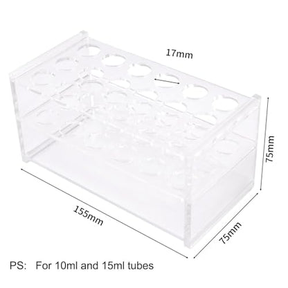 RUIAN Test Tube Holder Acrylic Lab Stand Rack 18-Well 17mm Diameter for 10ml Centrifuge Tubes, Durable Space-Saving Desktop Organizer for Laboratory, School & Science Classroom