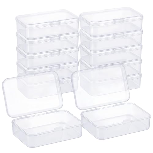 CHSZCHOMER 12 Pack Clear Small Plastic Storage Bins 3.35x2.17x0.98 in, Mini Containers with Lids for DIY Bead Organizer, Craft Hardware Case - color: Clear
