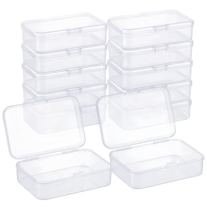 CHSZCHOMER 12 Pack Clear Small Plastic Storage Bins 3.35x2.17x0.98 in, Mini Containers with Lids for DIY Bead Organizer, Craft Hardware Case - color: Clear