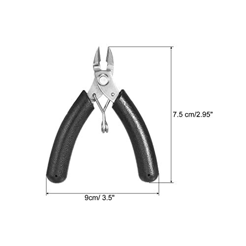 PATIKIL Cutting Plier, Mini Wire Cutter Flush Cutter Side Cutter Nipper Wire Snip with Spring for Soft Electronic Cable, Black