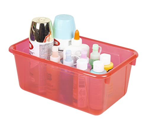 Storex Small Cubby Bin, 12.2 x 7.8 x 5.1 Inches, Candy Red, (62475U05C) (Pack of 5) - color: Tint Red, style: Bin Only