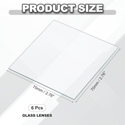 PATIKIL 70x70mm Glass Streak Plate, 6pcs Lab Glass Slides Microscope Glass Slides Optical Optically Clear Glass Slides Smooth Edges High Transparency Transparent Uniform Thickness - size: 70x70mm