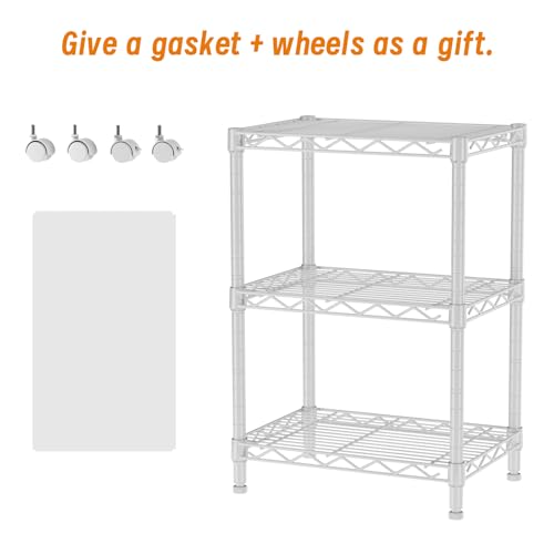 Golpart 3Tier Adjustable Storage Shelves Metal Wire Shelving Standing Shelf - color: White, size: 3-tier-11.6"Dx17.6"Wx29.8"H