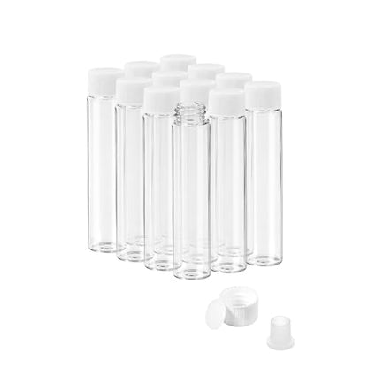 12PCS 7ml Clear Glass Small Vials with White Screw Caps & Plastic Stoppers - color: CLEAR, size: 7ml