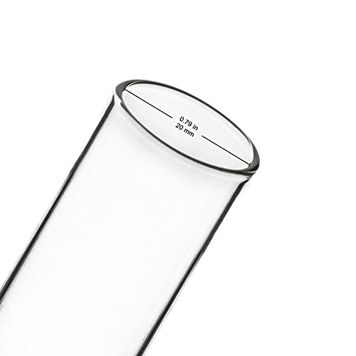 XCD Borosilicate Glass Test Tubes, 20 mm O.D. x 200 mm Length, Cylindrical Bottom and Flared Top Lip for Lab Heating and Reactions, 20-Pack - size: 20x200 mm