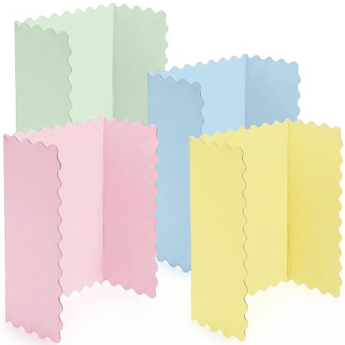 Mooliwe 4 Pack 26" x 17" Trifold Poster Board Scalloped, Pastel - color: Pastel, size: 26" X 17"