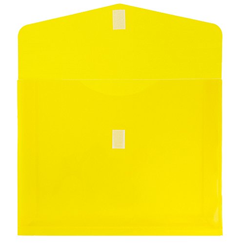 JAM PAPER Plastic Expansion Envelopes with Hook & Loop Closure - Letter Booklet - 9 3/4 x 13 with 2 Inch Expansion - Yellow - 12/Pack - color: Yellow, size: 2" Expansion