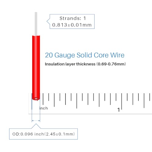 BNTECHGO 20 Gauge PVC Solid Electric Wire Red 100 ft Hookup Wire - color: Red, size: 20 Gauge 100ft
