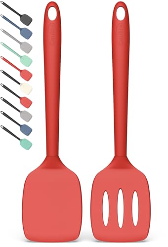 Coukre 2 Pack Silicone Spatula Set,High Heat Resistant, BPA-Free - color: PureRed