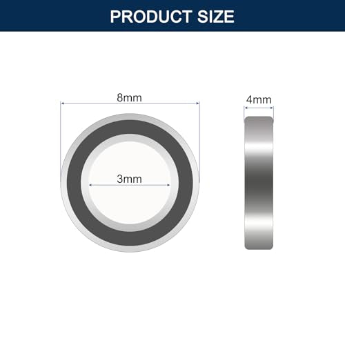 693-2RS Deep Groove Ball Bearings, ID 3mm x OD 8mm x Width 4mm Miniature Bearings, Double Rubber Sealed Ball Bearing Pre-Lubricated Chrome Steel Z2 Lever 20pcs - size: 693-2RS 3x8x4mm