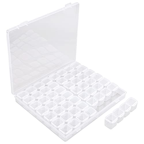 Segbeauty 56 Grids Clear Plastic Organizer Box, Gem Jewelry Storage Container with Dividers, Bead Organizer Earrings Storage Box Seeds Craft Organizers Screw Tool Boxes for Small Parts - size: 56 Count (Pack of 1)
