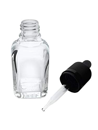 EISCO 6PK Heavy Duty Barnes Dropping Bottles, 30ml (1oz) - Transparent Soda Glass - 1ml Capacity Glass Dropper - Screw Cap with & Rubber Bulb Labs