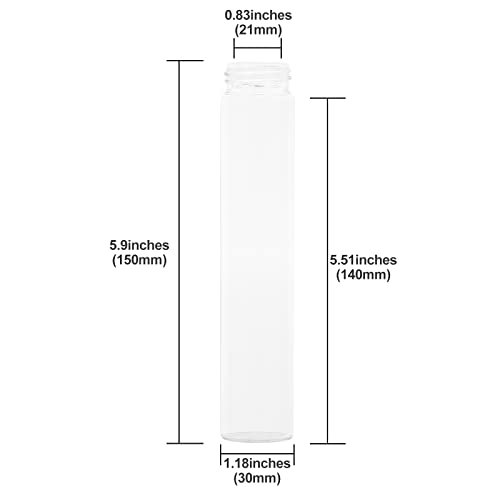 6PCS 80ml Clear Glass Flat Test Tubes with Screw Caps and Plastic Stoppers - color: with Aluminium Caps, size: 80ml