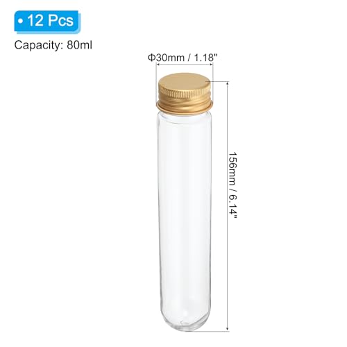 PATIKIL 12Pcs 80ml Plastic Test Tubes with Screw Caps 156x30mm Tubes Gold - color: Gold Tone, size: 80ml