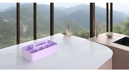2 PACK Portable DIY 8 Dividers Durable Plastic Tote Tool & Supply Cleaning Caddy with Handle Made In USA (Lavender) - color: Lavender