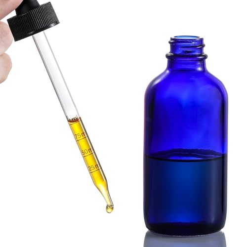 4 Pack 4oz Glass Dropper Bottles with Measured Dropper - 120ml Dark Blue Tincture Bottles with Calibrated Glass Eye Droppers (1ml), Leakproof Essential Oils Bottles for Health, Personal Care & Beauty - color: Blue
