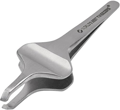 World's Best Tweezers Diamond Butterfly Tweezers - Wide Grip Slant Tip Precision Tweezers for Eyebrow, Facial & Ingrown Hair Removal - Perfectly Aligned Tool for Women&Men - Silver Stainless Steel - style: Butterfly Diamond Tip