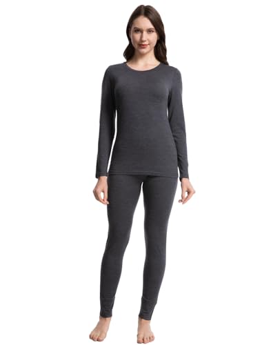 Merino Protect 100% Merino Wool Thermal Base Layer Set for Women - color: Charcoal Heather, size: Small