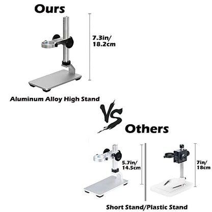 Universal Microscope Stand Pro, Stable Professional Aluminum Alloy Scope Base Holder Support Bracket for Max Diameter 1.4" USB Digital Wireless WiFi Microscope Endoscope Magnifier Camera - color: Silver