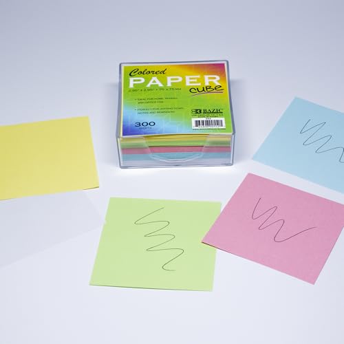 BAZIC Products Color Paper Cube with Tray, 300 Sheets, 2.95 in - size: 1-Pack