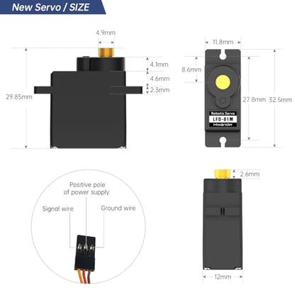 9G Servo Micro servo Metal Gear Motor Anti Blocking Servo for Robots DIY, LFD-01M, 1PCS - style: 1PC
