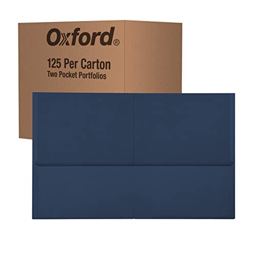 Oxford 2 Pocket Folders, Mega Box of 125, Textured Paper Folders, Blue, Letter Size, Essentials for School & Teacher Supplies Lists (57544) - color: Blue