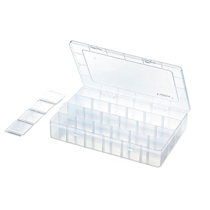 Vidifor Large 24 Grids Plastic Storage Container, Washi Tape Storage, Minifigure storage, Craft Storage, Fishing Tackle Boxes, Parts Storage Box with Dividers (1, Large)