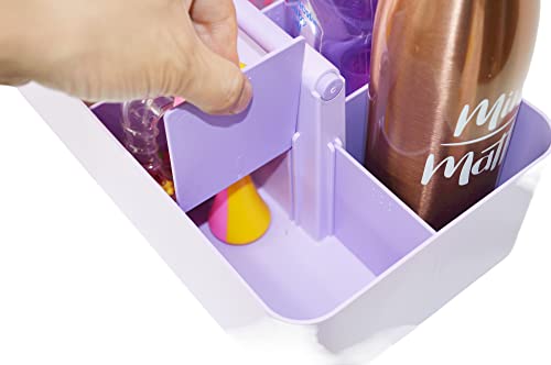 2 PACK Portable DIY 8 Dividers Durable Plastic Tote Tool & Supply Cleaning Caddy with Handle Made In USA (Lavender) - color: Lavender